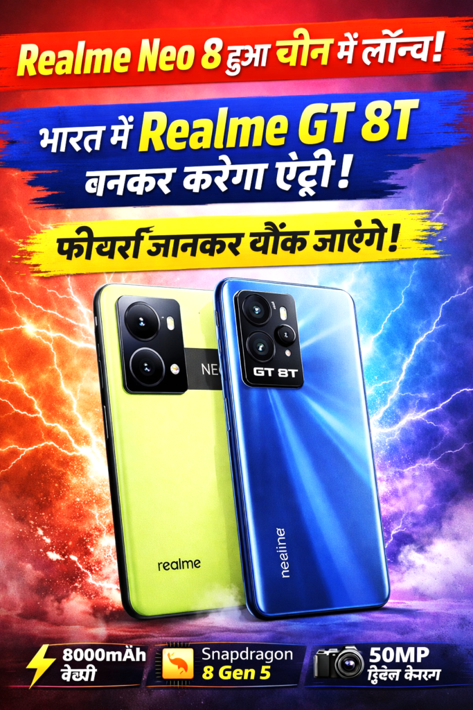 Realme Neo 8 हुआ चीन में लॉन्च! भारत में Realme GT 8T बनकर करेगा एंट्री – फीचर्स जानकर चौंक जाएंगे