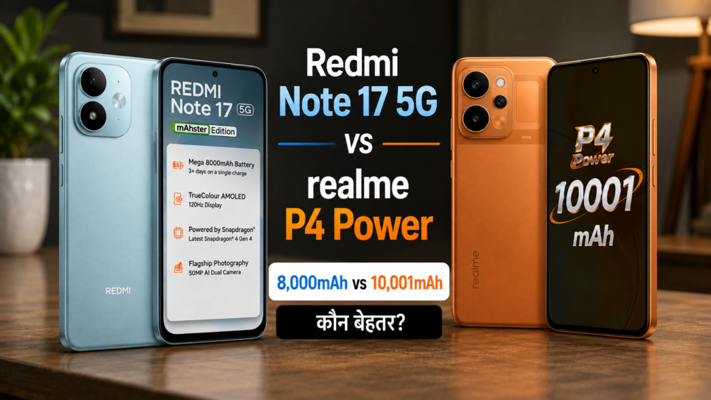 Redmi Note 17 5G vs realme P4 Power कौन सा फोन बेहतर है Battery, Display, Performance और Camera Comparison